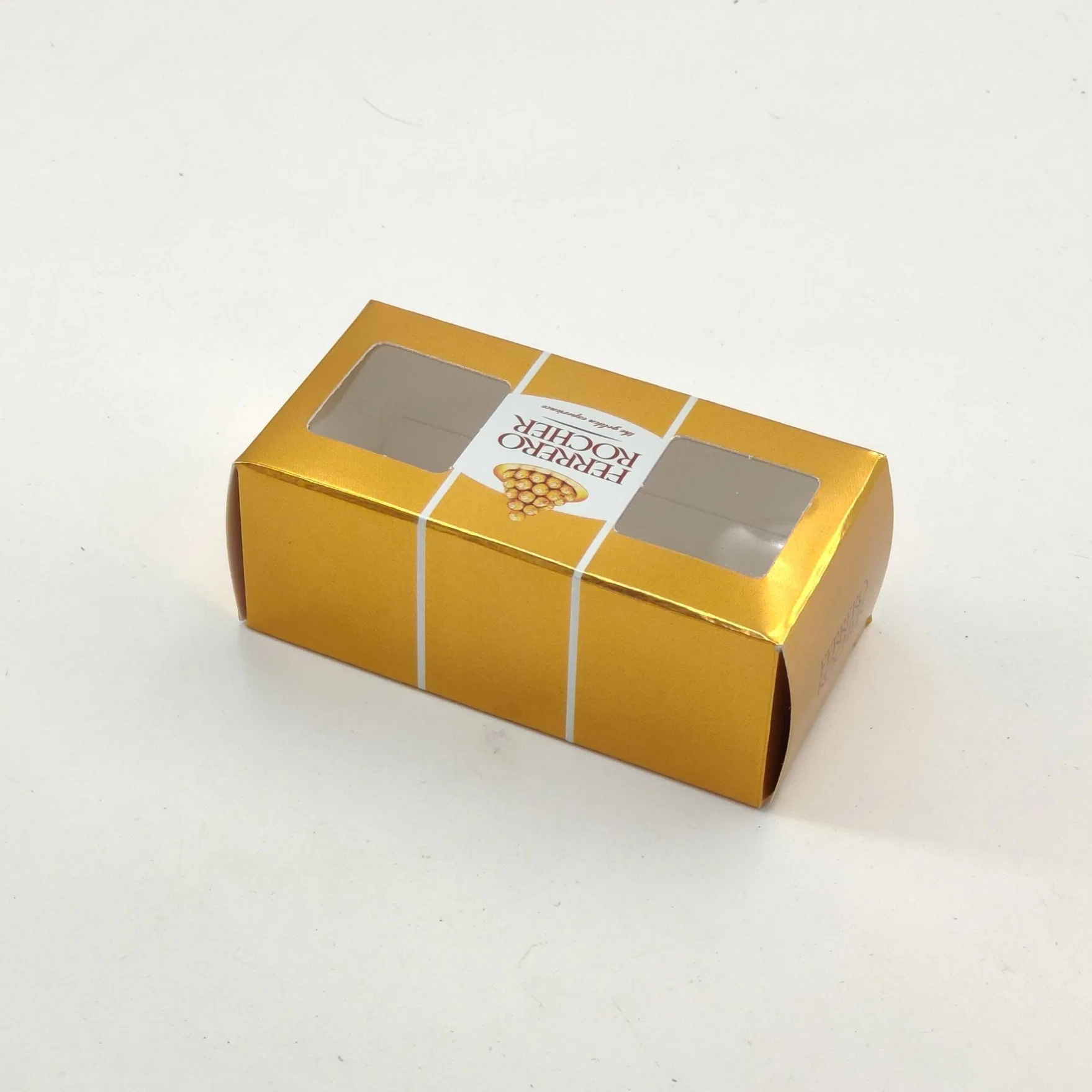 Small Size Candy Packing Boxes with PVC Window Chocolate Packaging Gold Paper Box