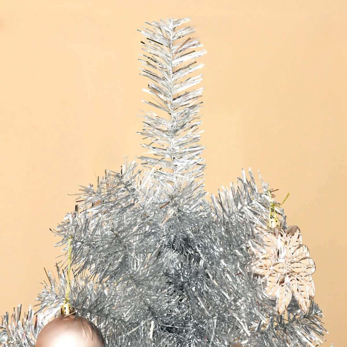 6FT Artificial Christmas Tree Full Pine Holiday Home Decoration with Silver