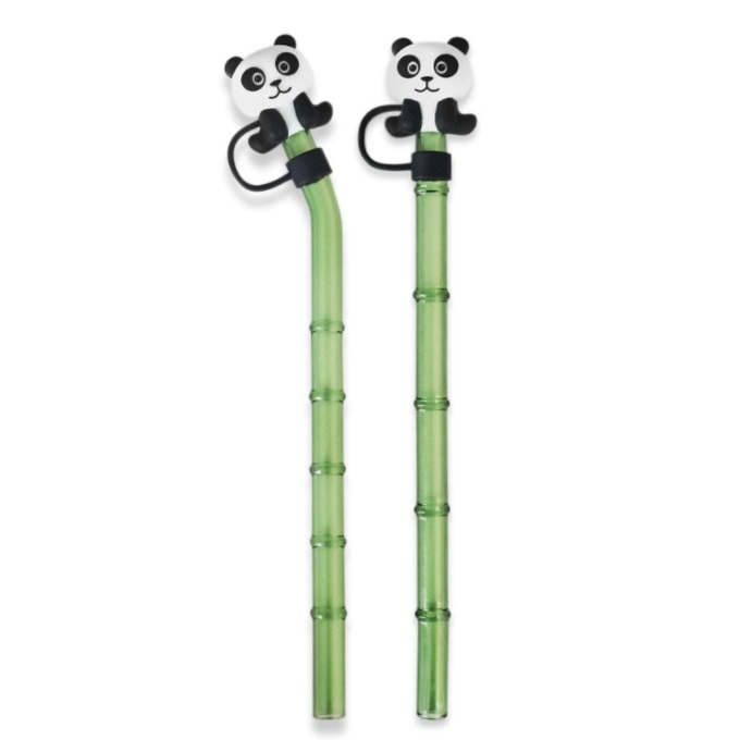 Panda Stopper Bamboo Shape Glass Straw Glass Pipe