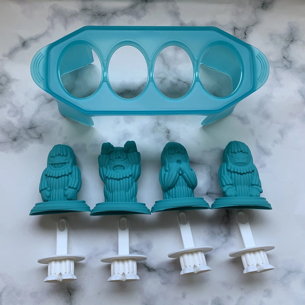 Skull Ice Cream Mold Savage Zombie Shape Silicone Popsicle with Support DIY Handheld Ice Cream Mold