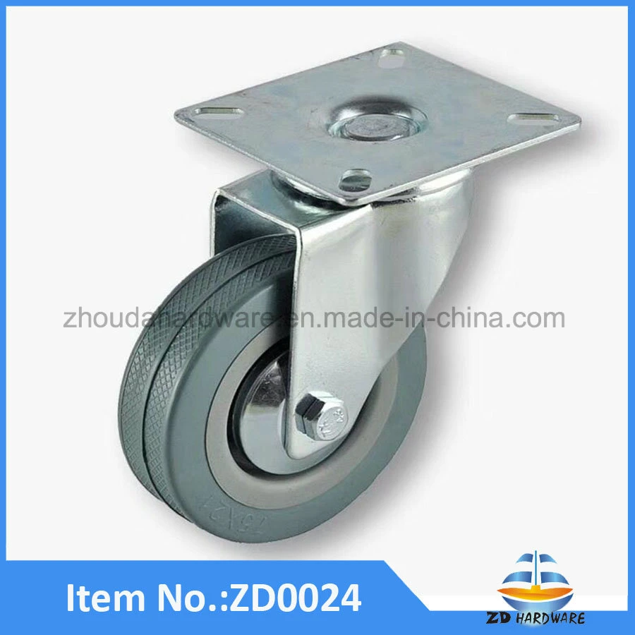 TPR Twin Wheel Castors Soft Grey Rubber Double Industrial Casters Without Brake