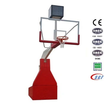 Base Plegable Hidráulica Eléctrica del Soporte del Baloncesto con el Tablero Trasero del Vidrio Tempered