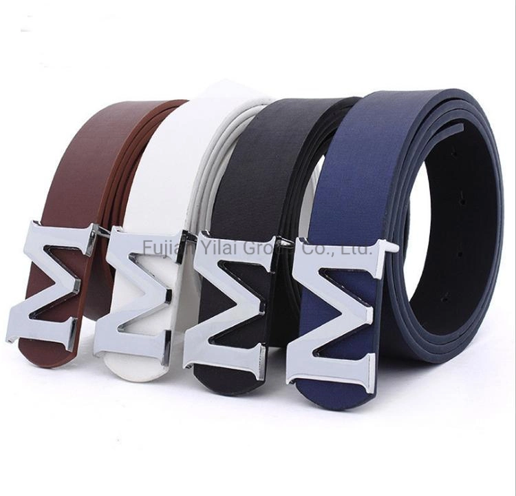 Custom Genuine Leather Belt Men Cowhide Leather PU Belt Designer Unisex M Letters Buckle Belt