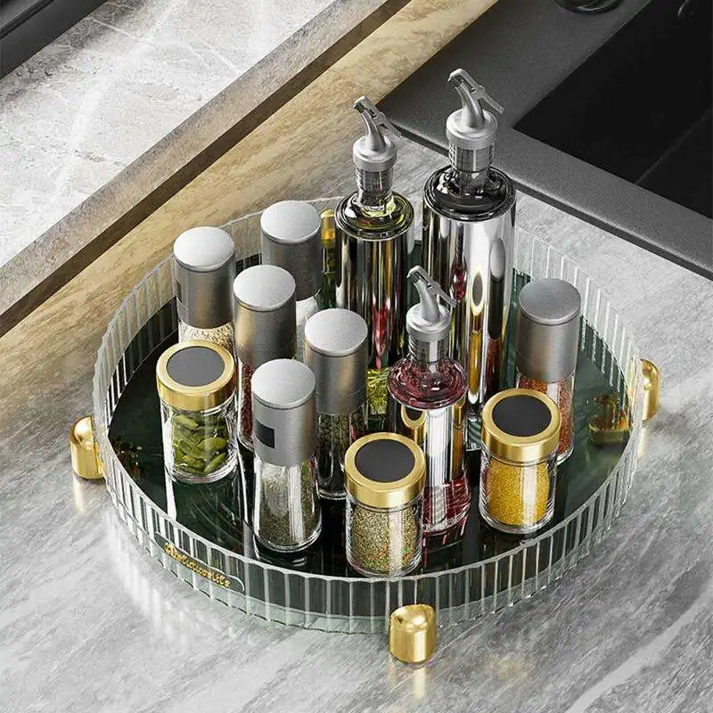 Countertop Clear Makeup Lazy Susan Luxury Perfume Vanity Organizer Tray