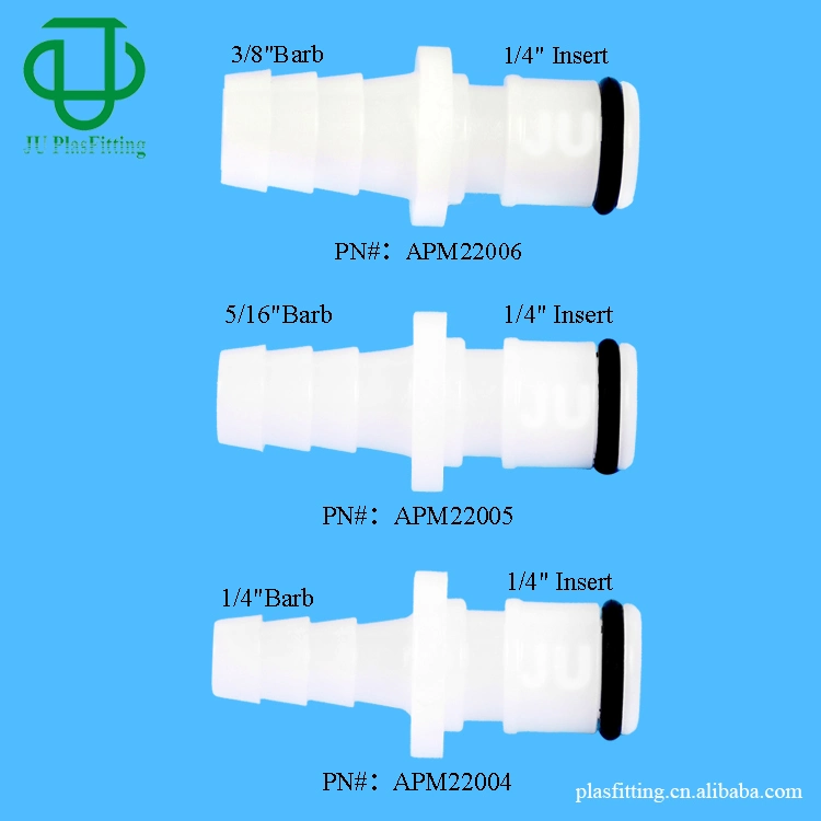 Apmd220 POM/EPDM 1/4" 5/16" 3/8" Hose Barb Valved Insert Plug Shut off Plastic Quick Disconnect Coupling