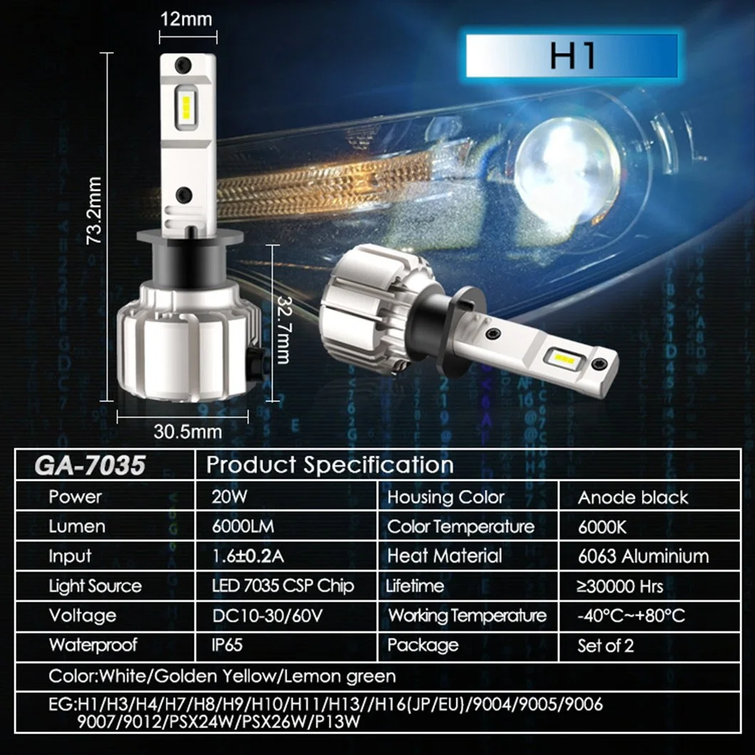 G-View LED ODM وصندوق حزمة OEM H1 H4 H7 H8 مصابيح قطع غيار السيارات H11 H10 9005 9006