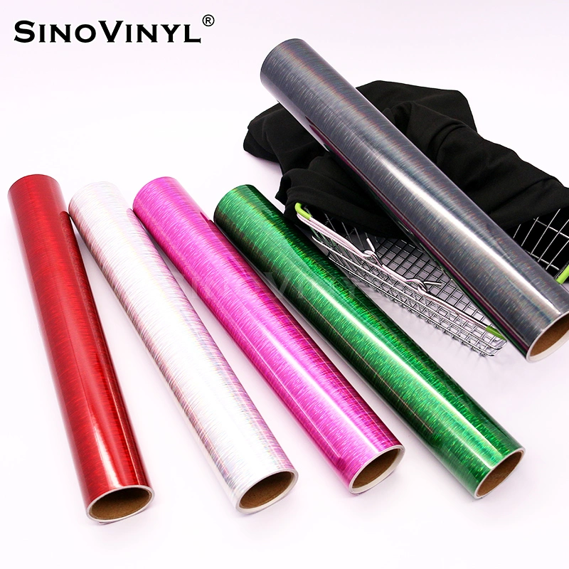 SINOVINYL Waterproof Glossy Holographic Brushed DIY Self Adhesive Vinyl Rolls for Sign Handwork