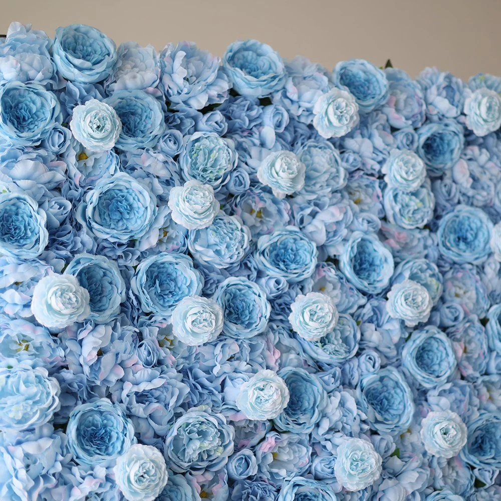 Hot Sale Ocean Blue Flower Decoration Wall Panel Artificial Rose Wall for Wedding Party Banquet Decoration