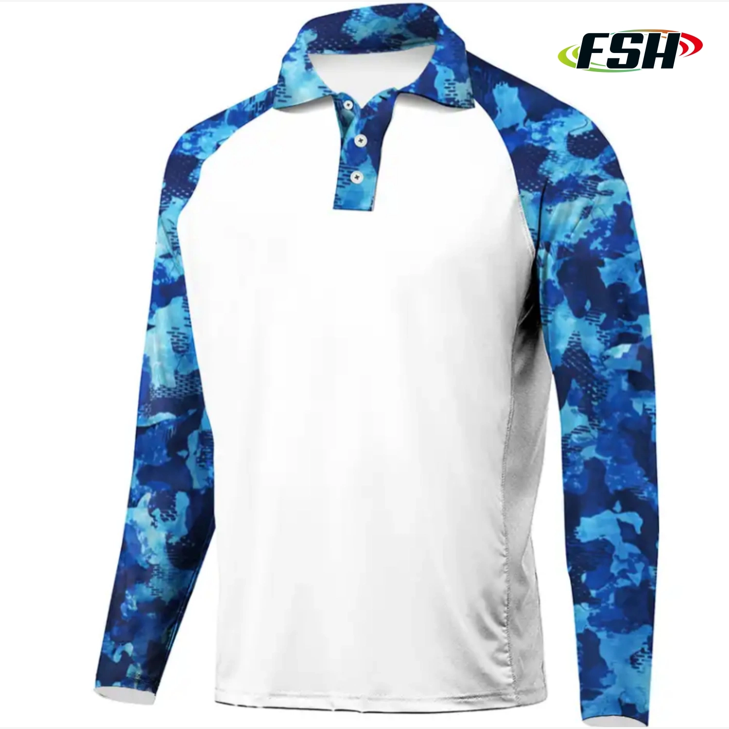 Sublimation Print Sport Clothes Upf50 Polo Long Sleeve Fishing Wear Quick Dry