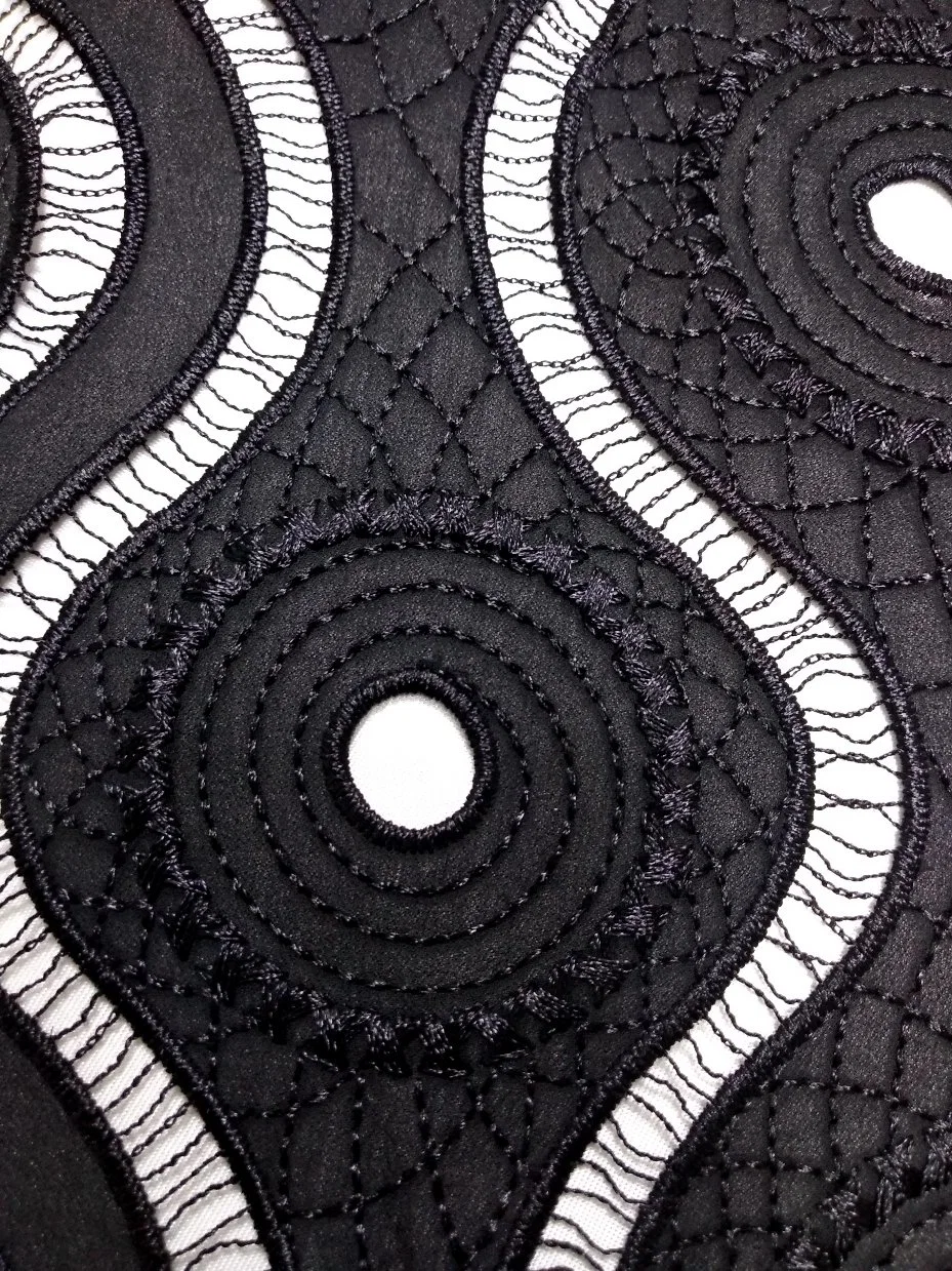 Custom химического кружева вышитого тюля вышивка кружевом