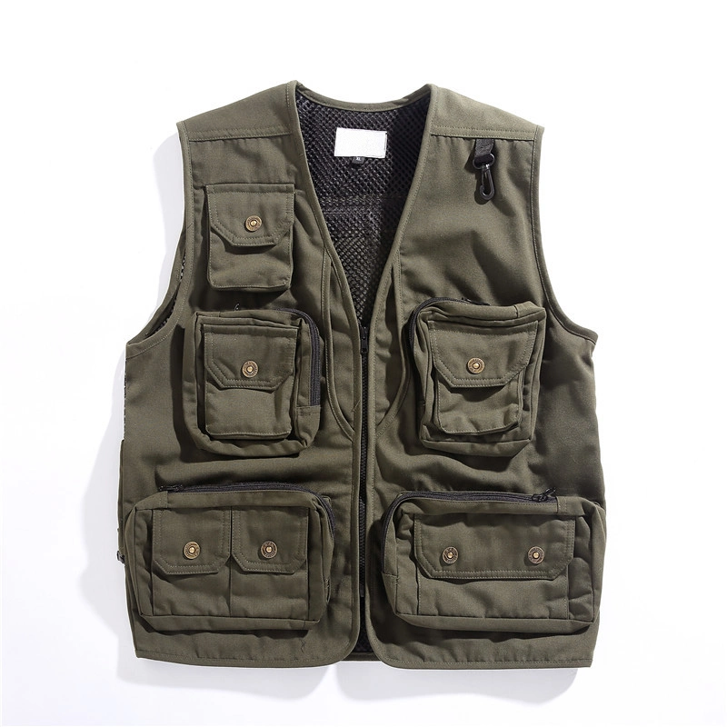 Custom Plain Kids Men Cargo Fisherman Pocket Padded Streetwear Tactical Utility Vest Fashion