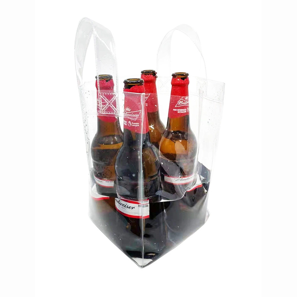 Durchsichtiger PVC Weinkühler Handtasche für Bier Champagner Getränk Flaschen Eis Geschenkbeutel