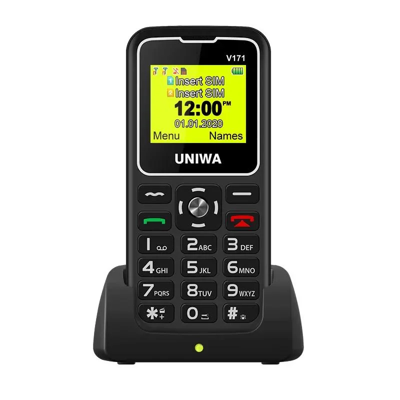 Magic Voice Atacado Élder Phone Uniwa V171 cartão SIM duplo telefone móvel GSM 2g para idosos