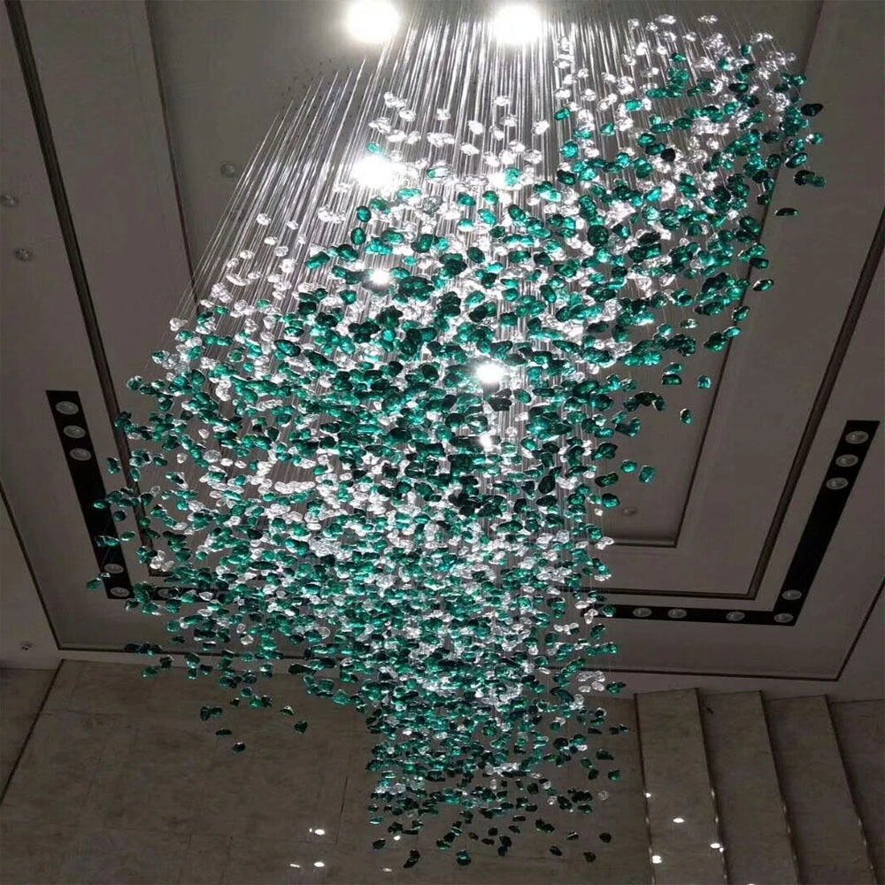 Pierre de cristal de couleur verte pour l'hôtel Le lobby de l'éclairage décoratif décoration personnalisée de vente chaude lustre Restaurant d'éclairage de la poignée de grands lustres Projet lamp