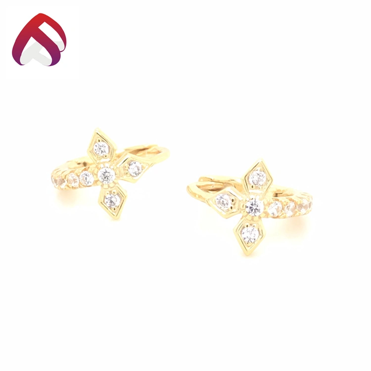 Fashion Zirconia Women Flower Huggie Hoop Earrings Jewelry