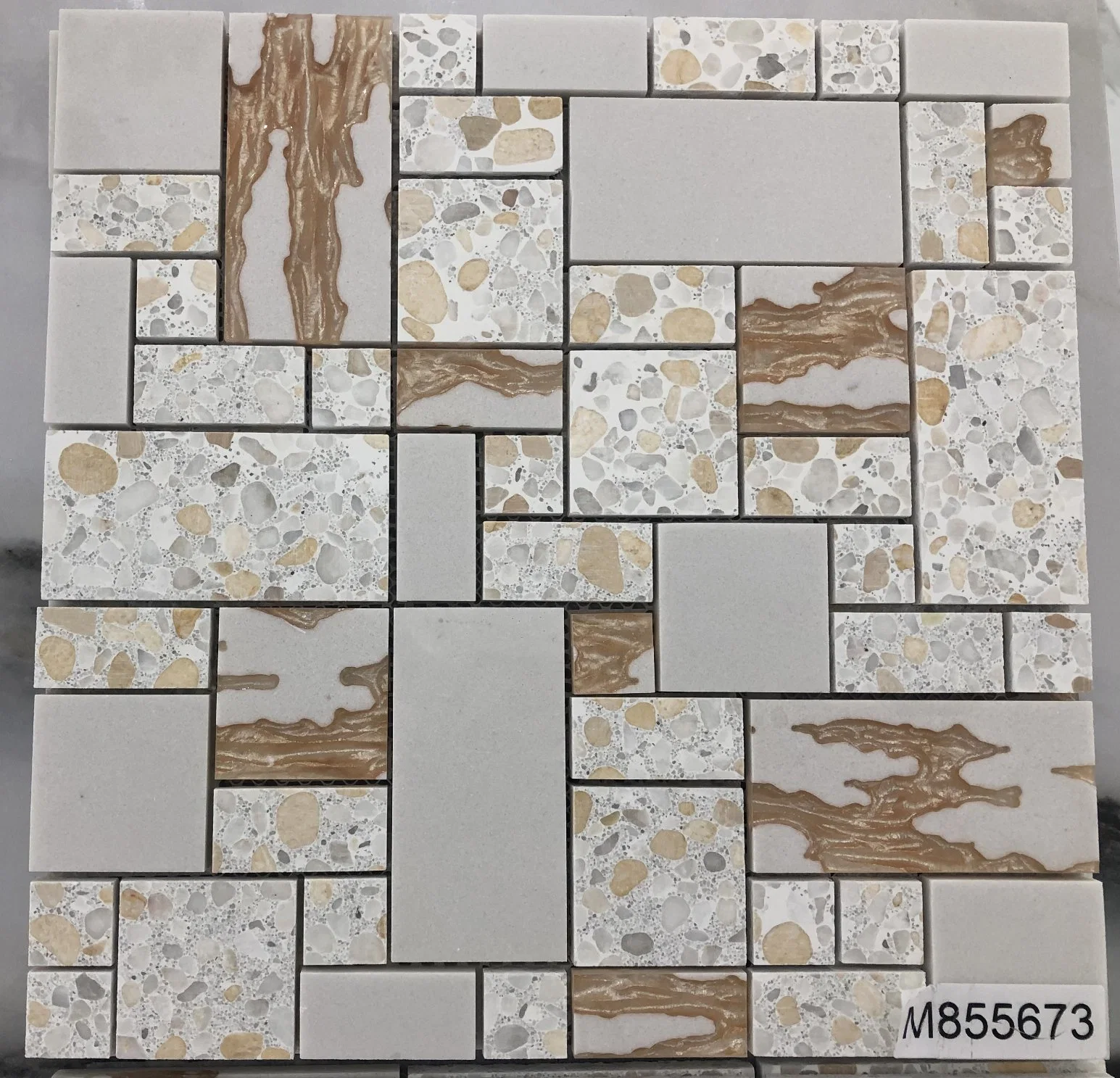 Quartz Stone and Resin Mosaic Art for Wall Decor