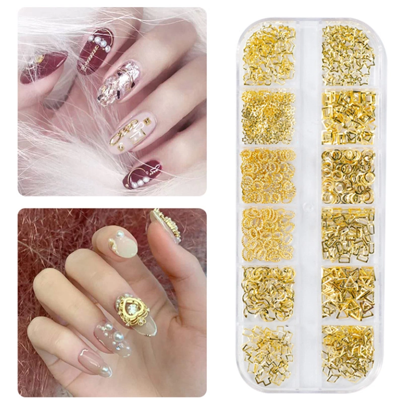 Nail Rivets Mixed Style 3D Nail Art Gold Moon Star Ocean Round Metal Rivet Studs DIY Charm