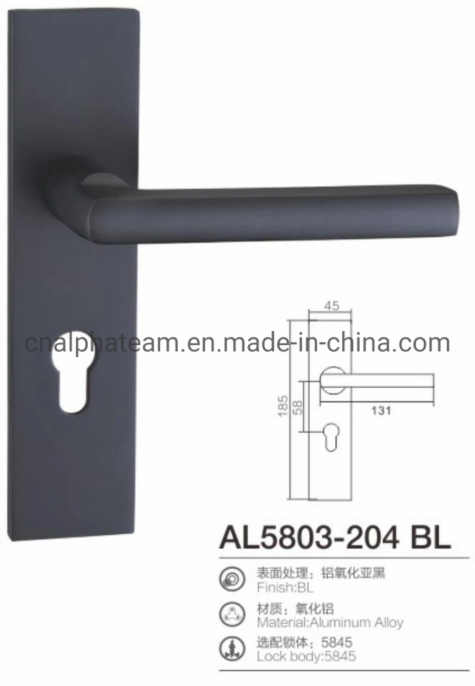 Hardware económico de palanca de aluminio para puerta en hierro de agujero de cilindro Placa de color dorado