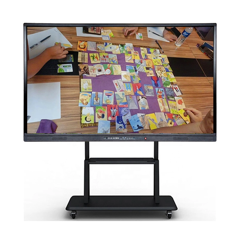 Système de conférence vocale dépliée multi utilisateurs 98 Inch Portable pour les écoles de conférence et de l'éducation avec le support portable tableau blanc interactif SMART Board