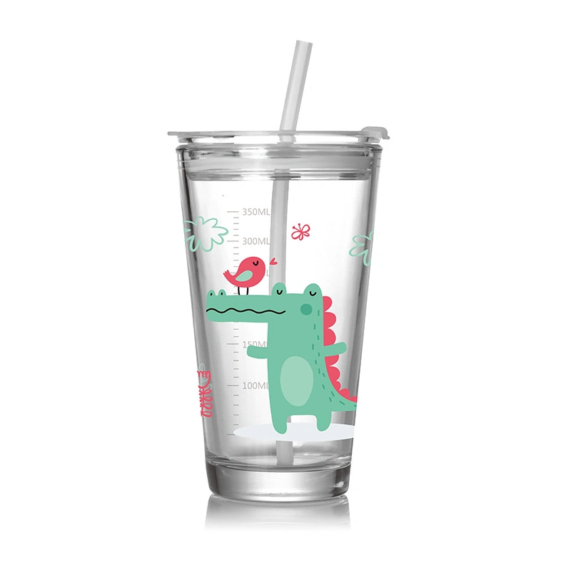 Factory Wholesale/Supplier Custom Hot Water Juice Cup Transparent Sublimation Cute Cartoon Children Milk Borosilicate Glass Mug
