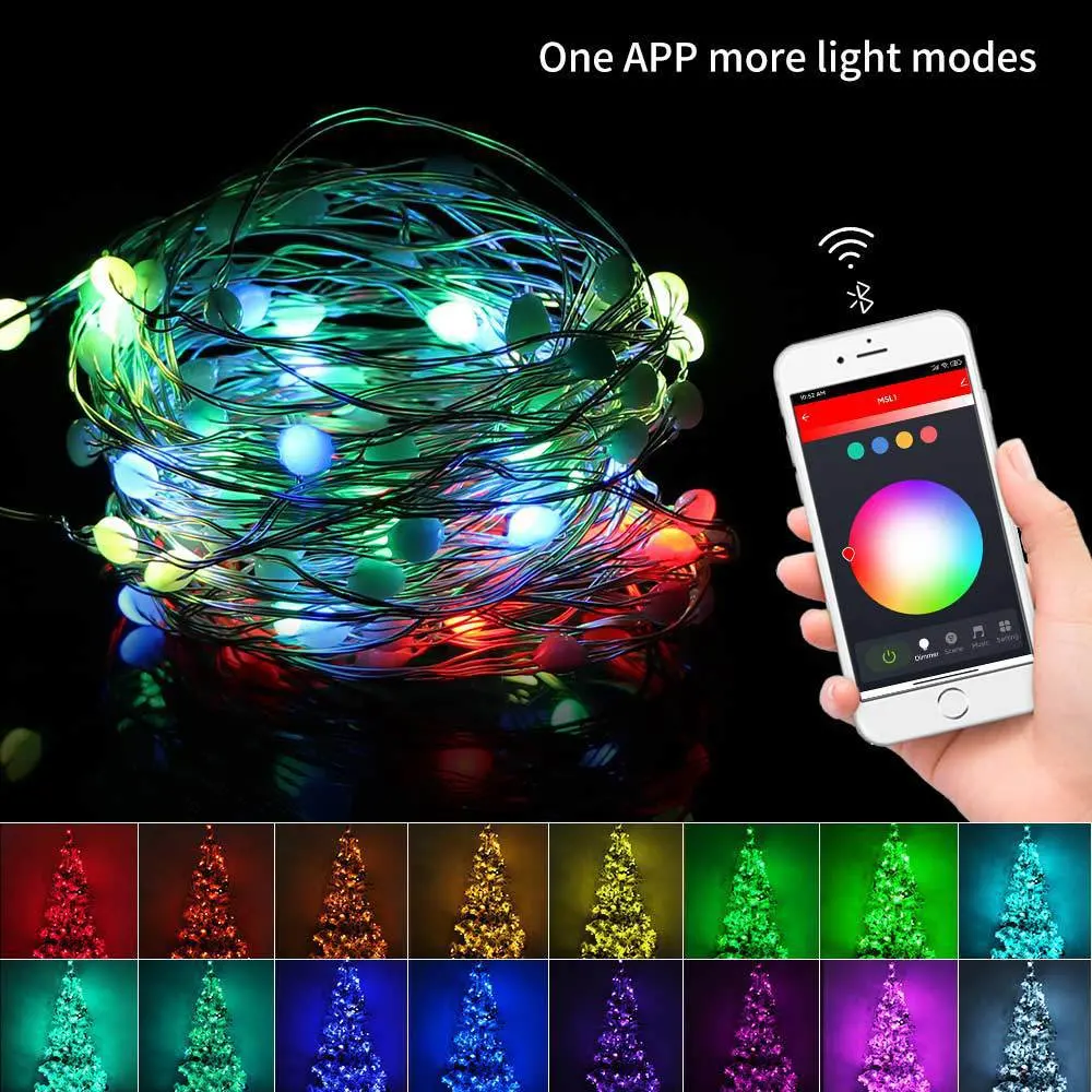 Tuya IP65 LED Smart Light String WiFi Dual-Mode Leather Wire Holiday Christmas Wedding Party LED String Lighting