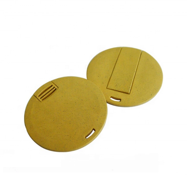 Recycled Eco Wheat Straw Material Round USB Flash Drive Card USB Pen Drive