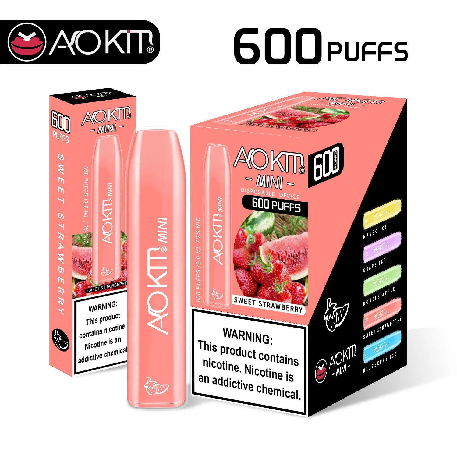 600 batterie Puff 500 mAh Last long Aokit Mini Wholesale/Supplier jetable Stylo VAPE