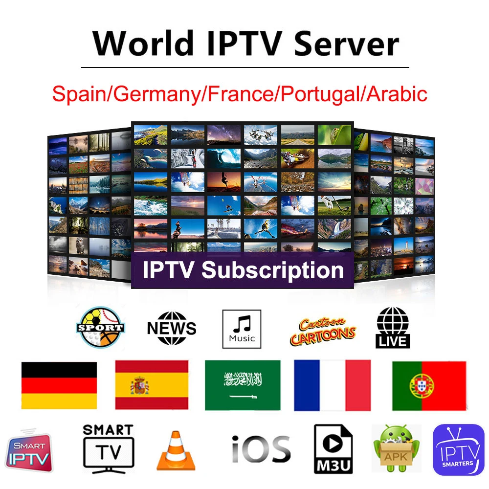 IPTV m3u Lista de suscripción 1 año Ott para todos los países Y todos los canales para Smart TV Box con IPTV