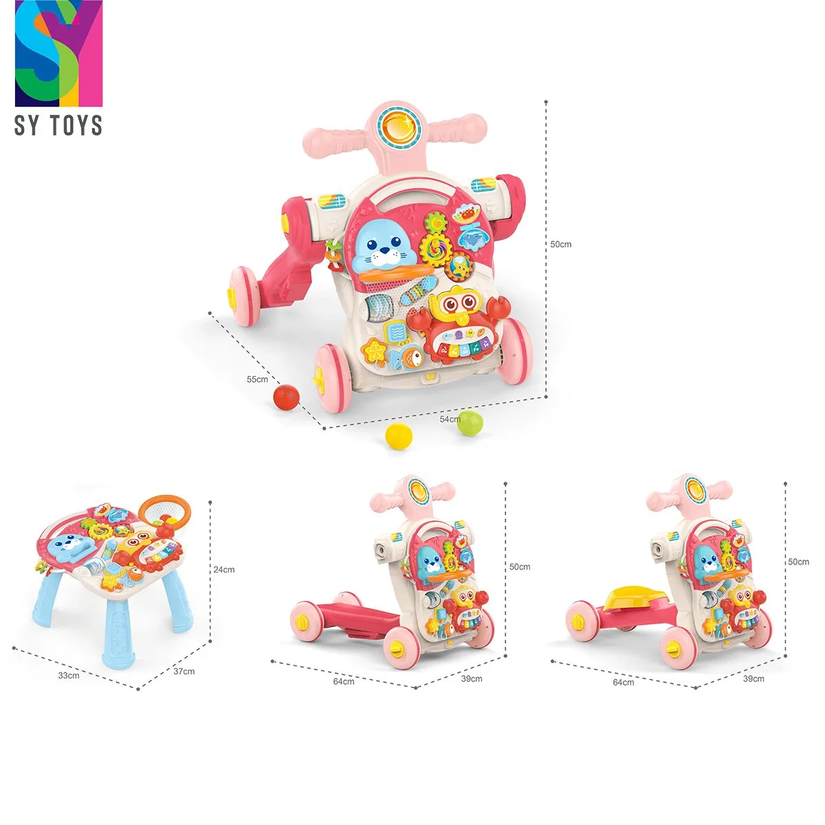 Sy Toys Wholesale/Supplier Wholeasle Factory Direct Sales Baby Stroller Multifunction Plastic Pushing Toy Sit to Stand Toys Activity Baby Walker Kids Toy