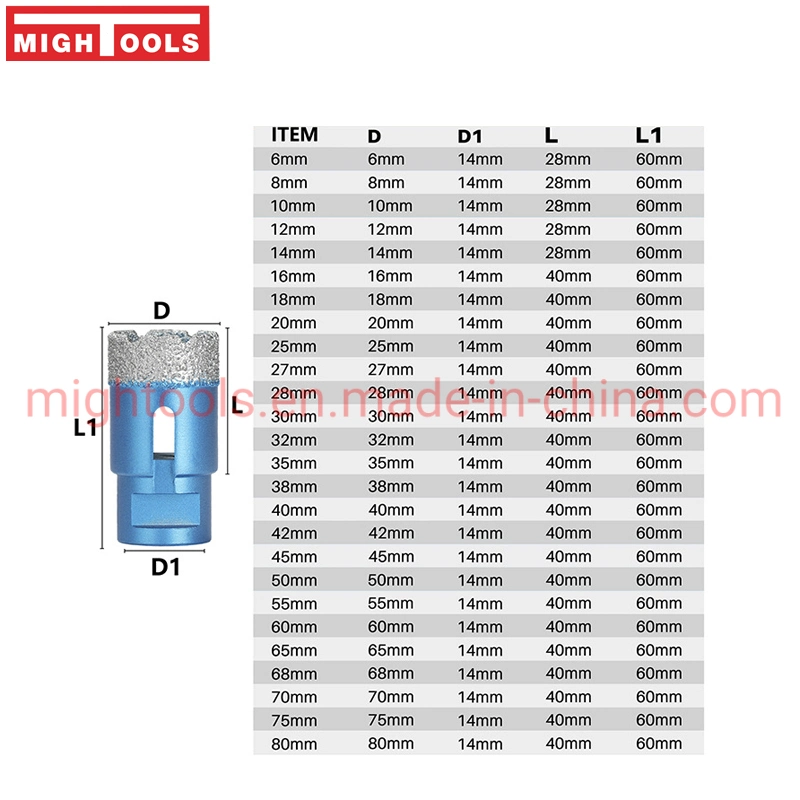 M14 Gewinde Diamant-Trockenvakuumlötete Bohrmaschine Granit Marmor Loch Sägewerkzeuge