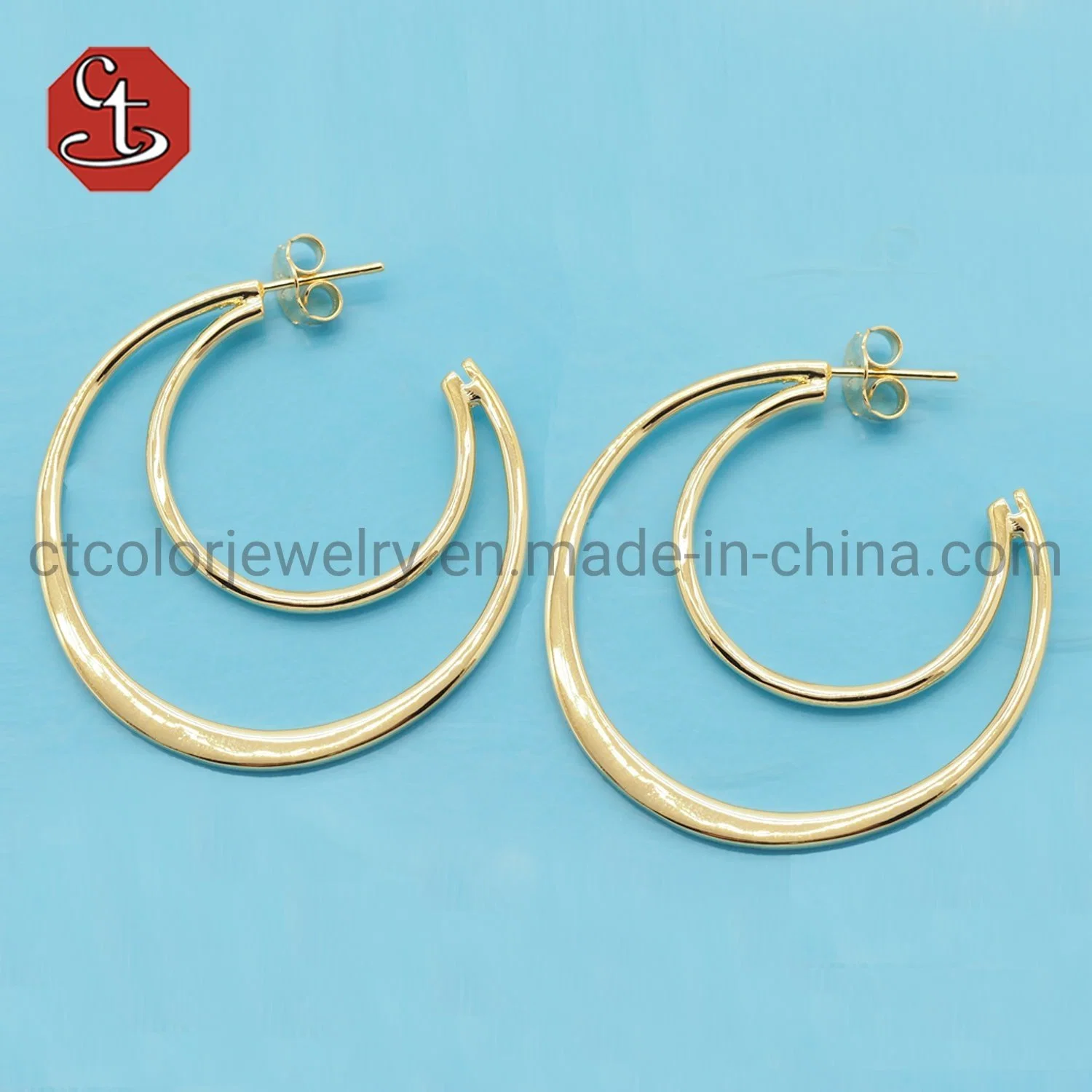 Les femmes Grande plaine vert spécial de la Baguette TP stone Hoop Earring individualisés en laiton et bijoux en argent