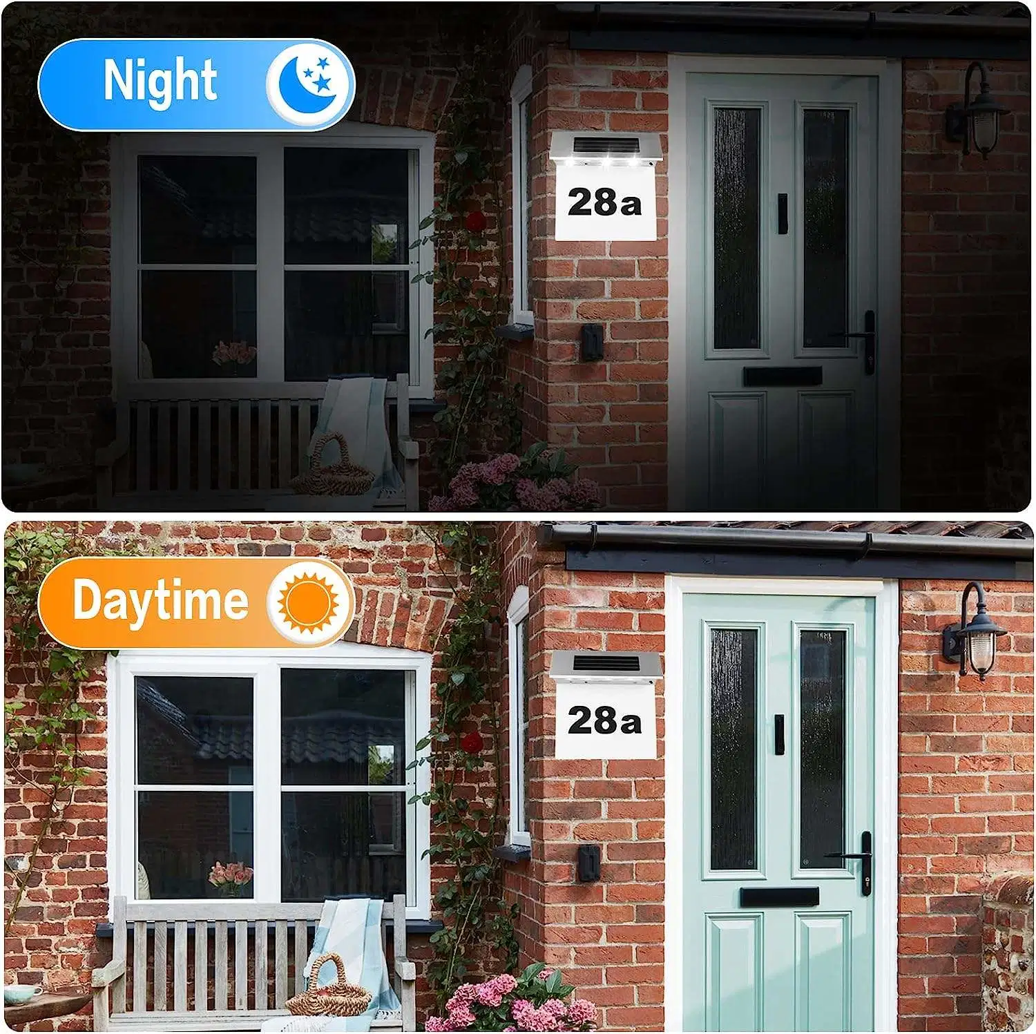 Outdoor Waterproof Solar Powered LED Electronic Address Signs Sign House Numbers for Outside Rechargeable LED Lighted Address