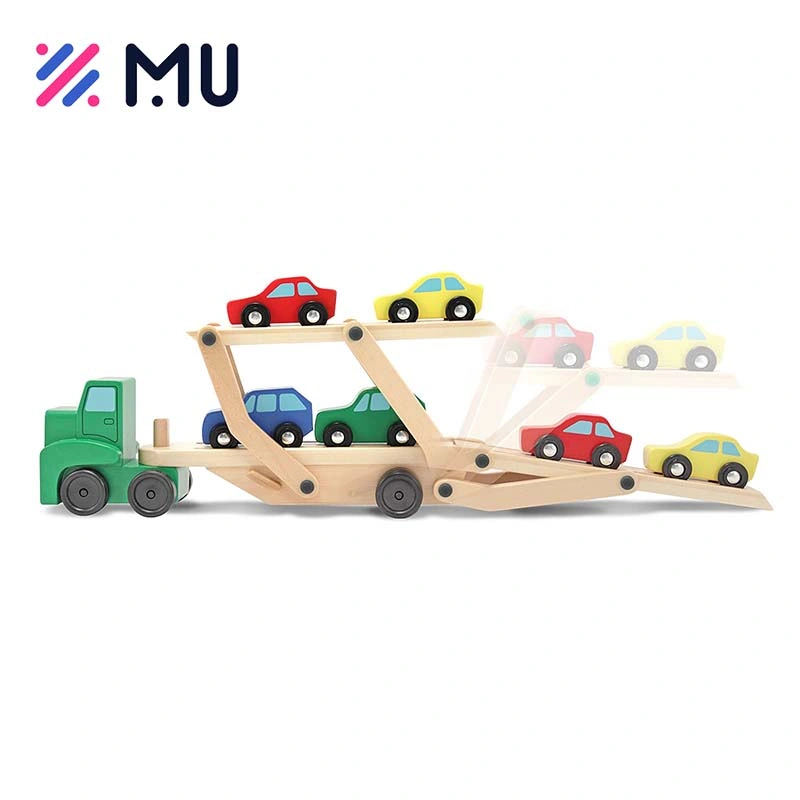 Carrier Truck Cars Set Educational Push Go Car Set Wooden Toy for Kids