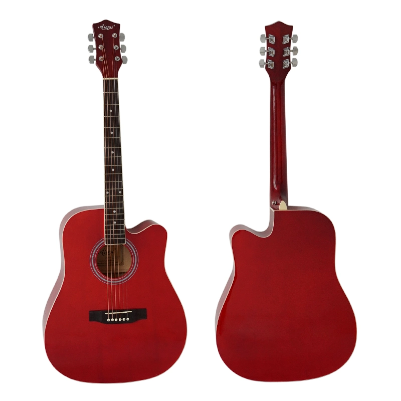 Popular Gloss Color Basswood Cutaway 41 polegadas Folk Acoustic Guitar