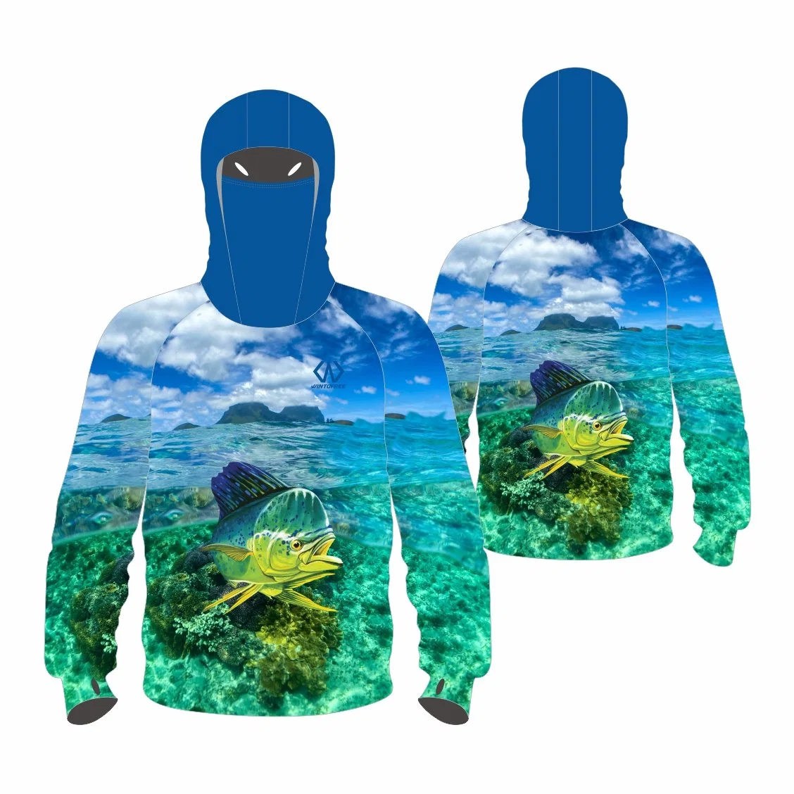 Beliebte Polyester Spandex Anti-UV UPF50+ komfortable Angeln Sportbekleidung mit Hoodie