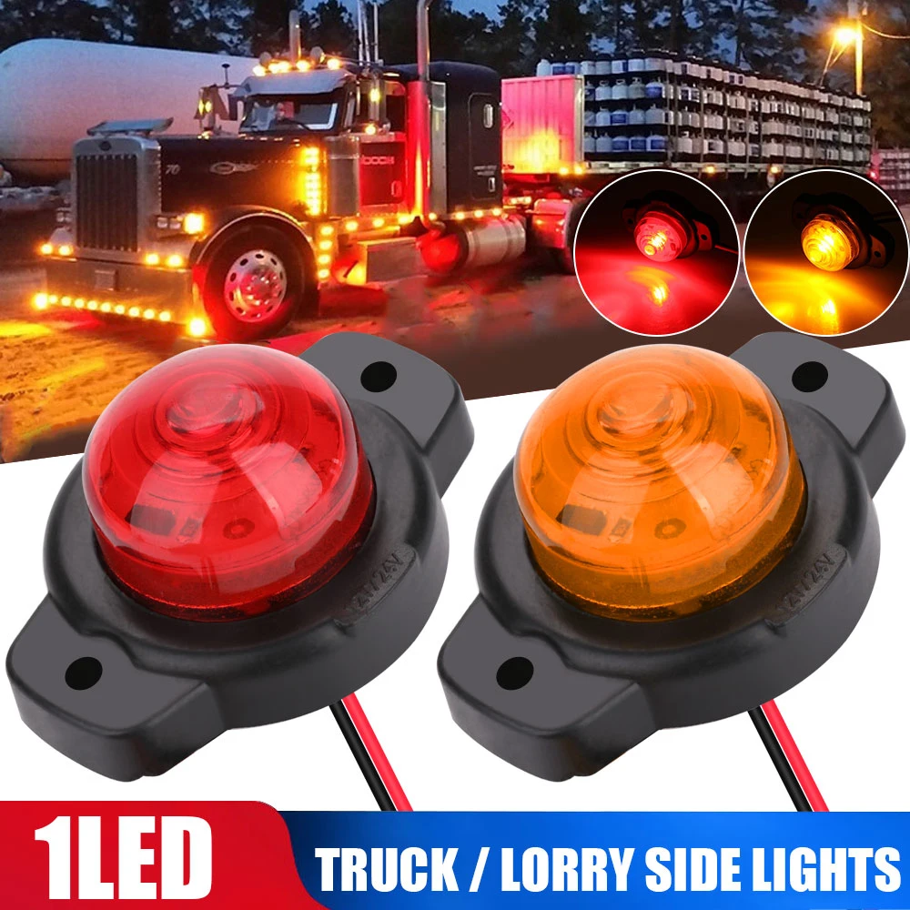 DC 24V Truck Side Marker Lights Car External Lights Squarde Warning Tail Light Auto Trailer Truck Lorry Lamps Amber Color