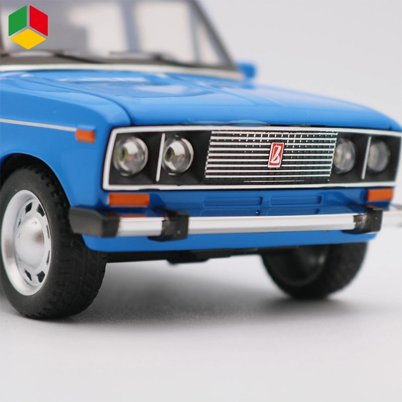 Los niños de educación QS Regalo Promocional tire hacia atrás la simulación de metal de aleación modelo de coche juguetes 1/24 Lada Modelo Rusia Alquiler de coches de metal Diecast juguete con música ligera