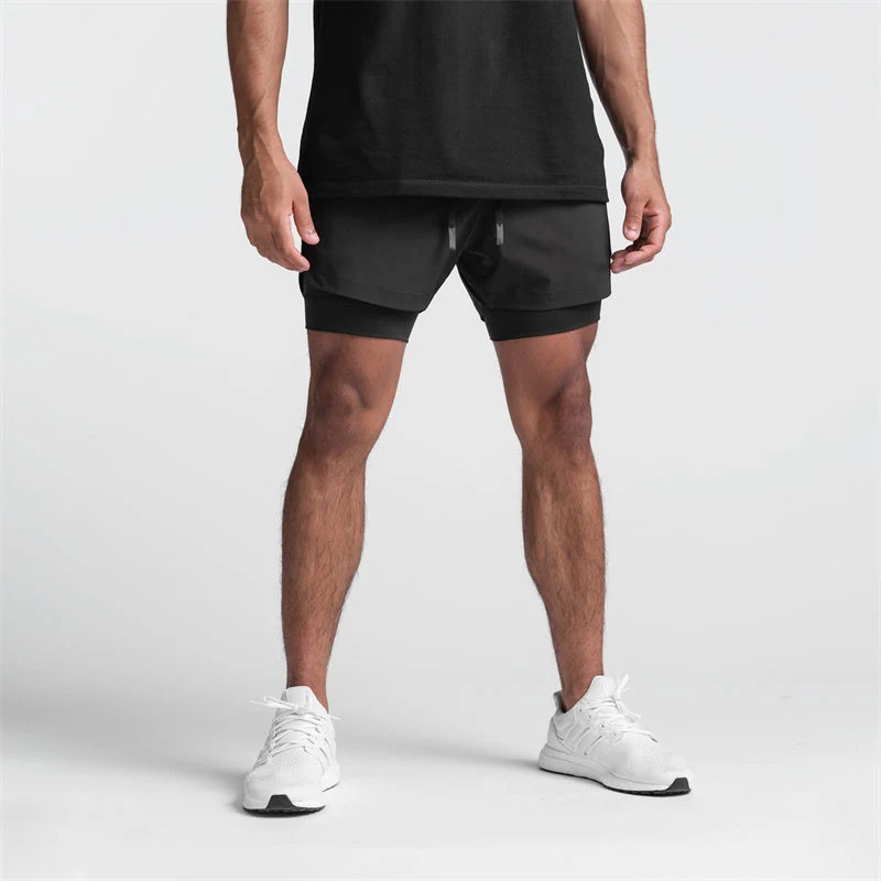 Wholesale/Supplier Custom Sweat Compression 2 in 1 Print Designer Nylon Fitness Boxer Gym Workout Sports Cargo Running Men's Shorts