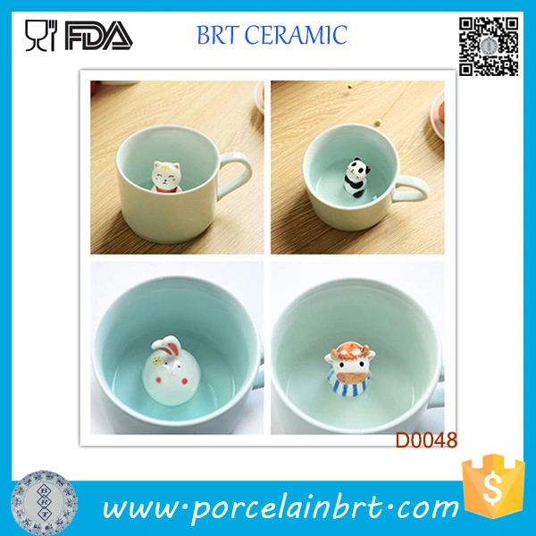 Cute Ceramic 3D Animal Mugs with Handle Porcelain Coffee Tea Cups in Bulk