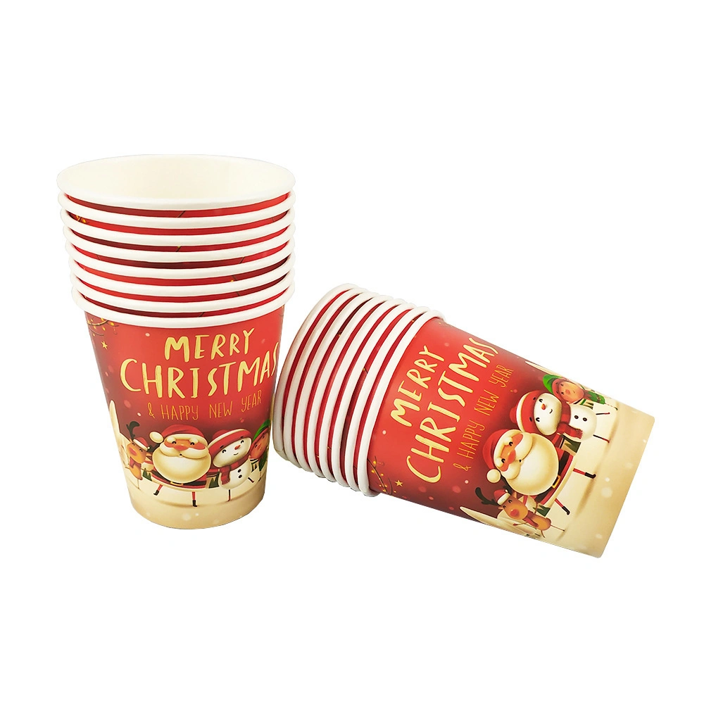 New Christmas and New Year Party Supplies Paper Cups Paper Plate Cutlery Table Cloth Flag Decoration Set