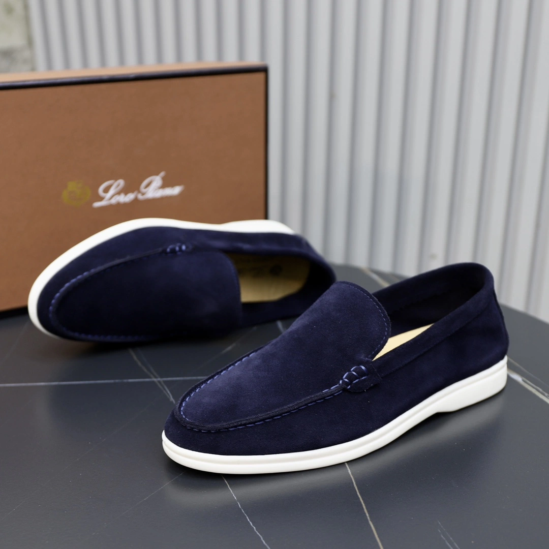 لورو بياناس المصمم النساء اللباس أحذية Loro Cashmere Loafers المصممين راحة فور سيزونز الترفيهية راحة كلاسيكية مع أصابع دائرية مسطحة عند الكعب أحذية مصنعيات للنساء