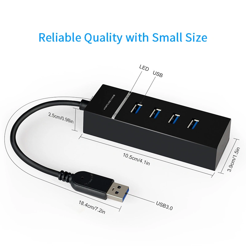 Preto de alta velocidade Hub de 4 portas USB 3.0