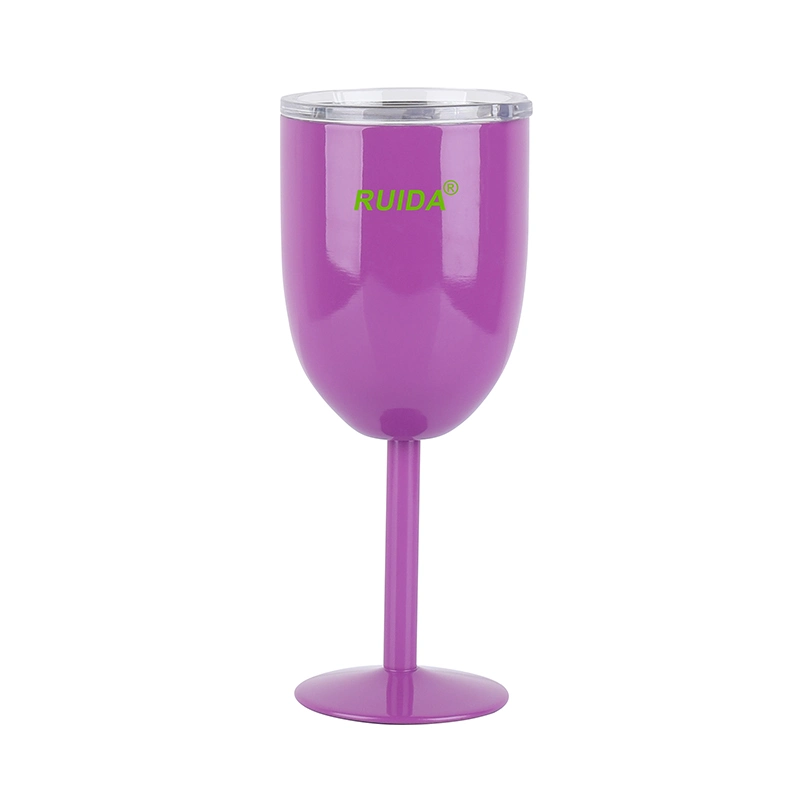 Wholesale Colorful Wine Glass Stainless Steel Cood Insulation Water Cup Goblet Wine Glass with Lid