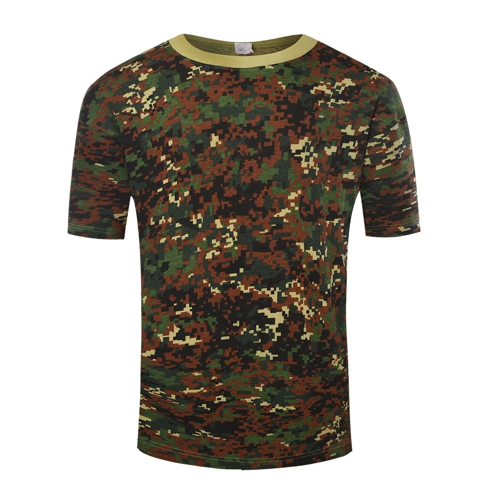 Camuflaje Woodland soldado táctico del ejército vestido de cuello o Camiseta militar