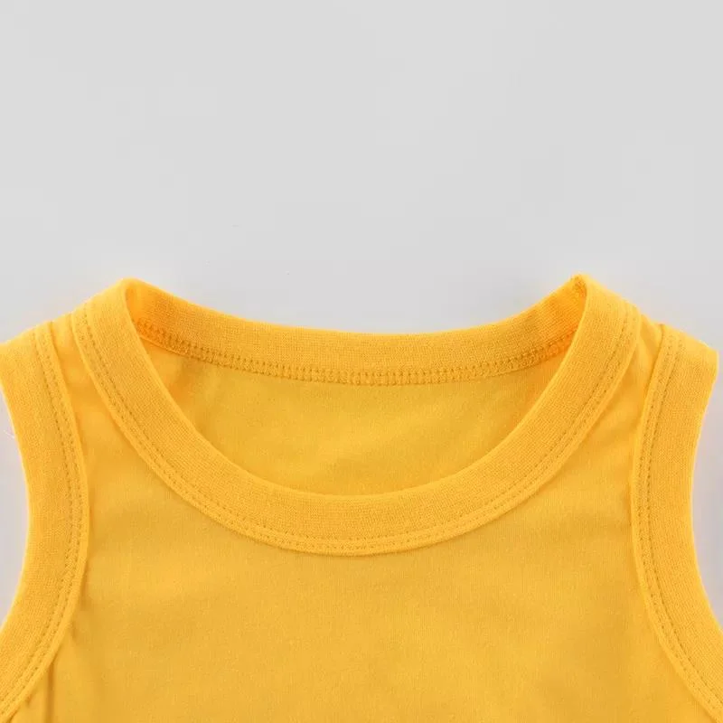 100%Cotton Fashion Basic Plain Dyed Children Tank Top for Boys