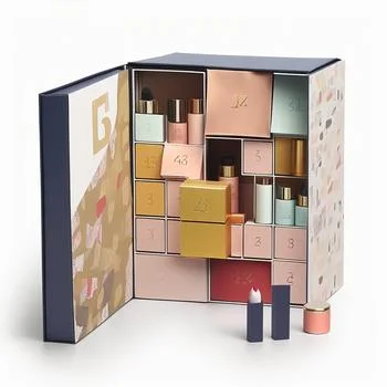 Benutzerdefinierte Logo Papier Geschenk Adventskalender Box Leere Kosmetische Box