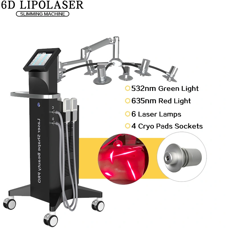 EMS Láser Lipo 6D 6D Laser Slim Body máquina láser 6D forma el equipo de adelgazamiento de la liposucción 1470nm