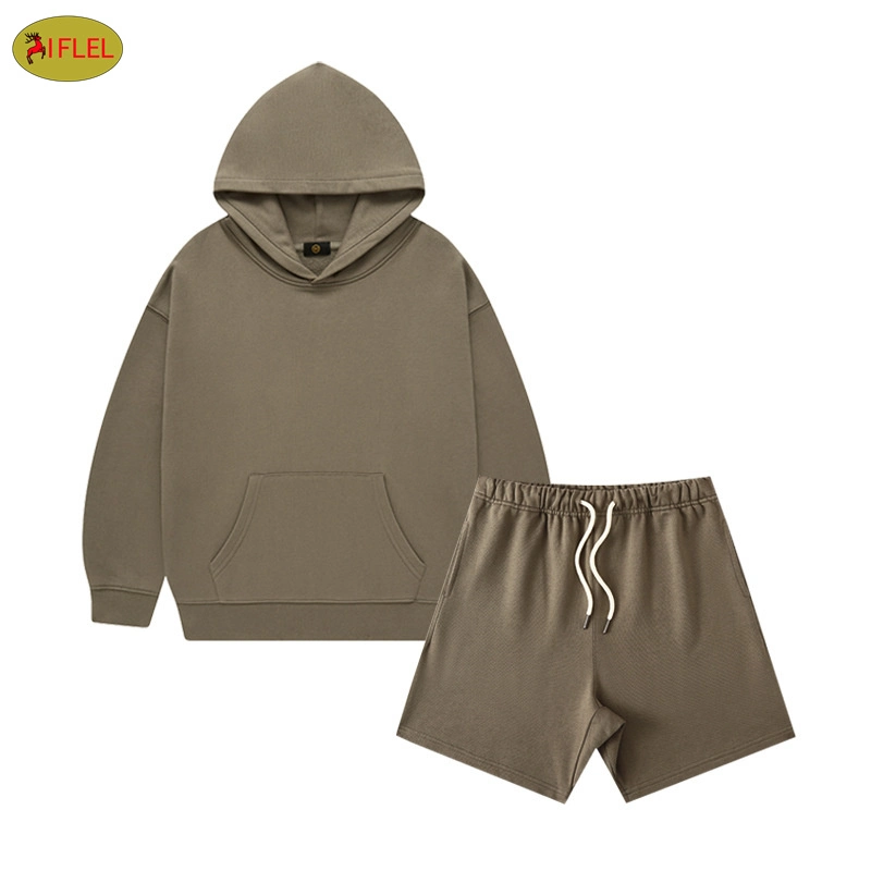 Custom Autumn Online Kids Clothing Store Kids Plain Hoodies para jogging Conjunto bebé niña niños dos piezas sudadera corto conjunto