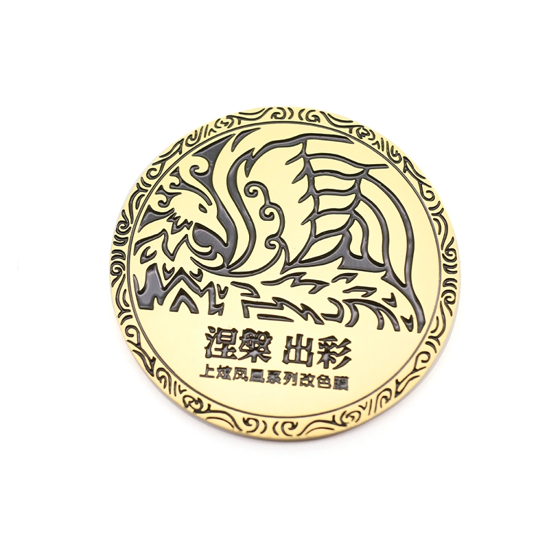 Original Factory Customized Metal Gold Label with Black Color Filled Adhesive Sticker