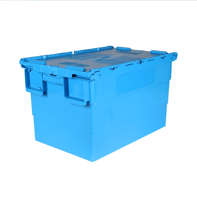 Large Load Capacity Plastic Turnover Container Hinged Lid Hard Plastic Tote Boxes